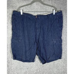 Tommy Bahama Linen Bermuda Cargo Shorts Mens Size 40 Blue White Stripe Pockets‎
